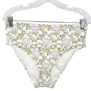 Roller Rabbit high waist Bikini Bottom Size XL Floral Print pastel
